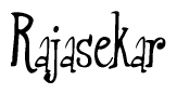 The image contains the word 'Rajasekar' written in a cursive, stylized font.