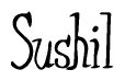 The image is of the word Sushil stylized in a cursive script.