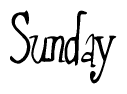 The image contains the word 'Sunday' written in a cursive, stylized font.
