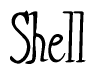 The image is of the word Shell stylized in a cursive script.