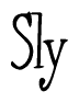 The image is a stylized text or script that reads 'Sly' in a cursive or calligraphic font.