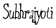 The image contains the word 'Subhrajyoti' written in a cursive, stylized font.