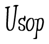 The image contains the word 'Usop' written in a cursive, stylized font.