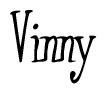 The image is of the word Vinny stylized in a cursive script.