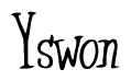 The image contains the word 'Yswon' written in a cursive, stylized font.