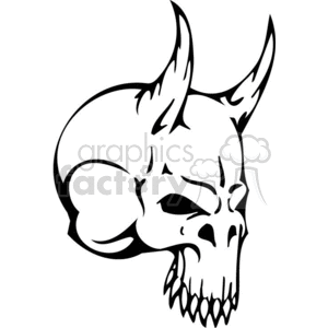 skull bone head skeleton tattoo art vinyl horns evil black white