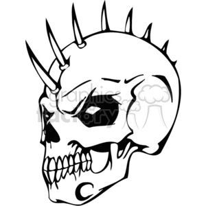 skull bone head skeleton tattoo art vinyl spikes evil black white mohawk mohawks