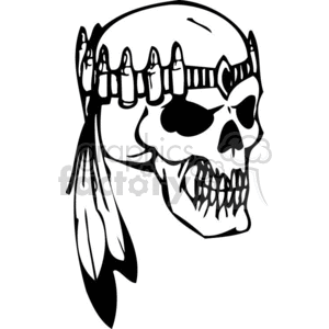 skull bone head skeleton tattoo art vinyl indian native american bullets