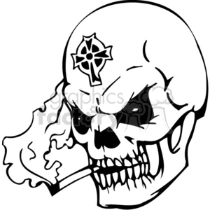 Skull with a celtic cross clipart.