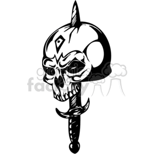skull bone head skeleton tattoo art vinyl sword