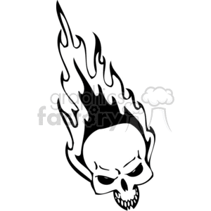 skull bone head skeleton tattoo art vinyl fire flames fireball