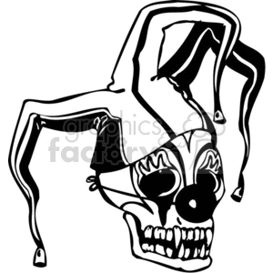 skull bone head skeleton tattoo art vinyl jester black white