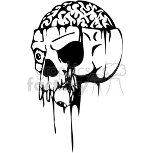 skull bone head skeleton tattoo art vinyl brain brains evil black white