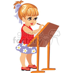 A Small Girl Wearing a Flower Skirt Painting  clipart. Commercial use image # 369151