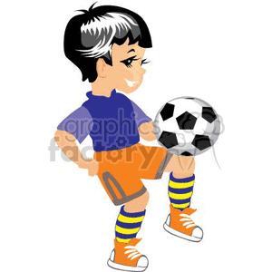 A Happy Boy Playing with a Soccer Ball clipart. Royalty-free image # 369206