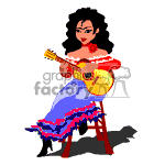 Senorita playing the guitar clipart. Royalty-free image # 369771