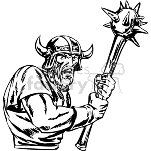viking holding a mace design clipart.