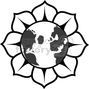 vector vinyl+ready images graphics signage nature flowers flower earth globe globes world eco environment environmental planet planets cartoon space black white lotus black+white