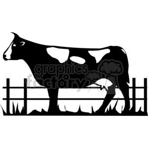 A Black and White Side View of a Milking Cow clipart. Commercial use image # 371901