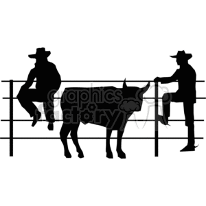clipart - Cowboys at the ranch.
