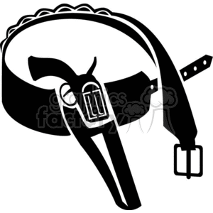 clipart - A Black and White Old Western Gun Belt.