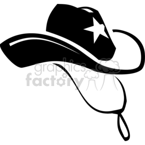 clipart - Black and White Old Western Sheriff Hat.