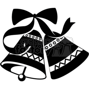 Two Black and White Bells Held by A Black Ribbon clipart. Royalty-free image # 371981