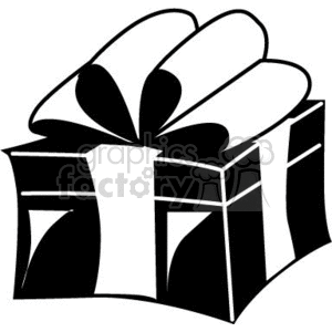 Black and White Gift Box With a Pretty Ribbon clipart. Commercial use image # 371986
