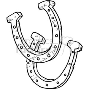 Black and white lucky horseshoes clipart.
