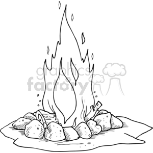 clipart - Small campground fire.