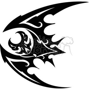 Black and white evil looking bat, forward facing in mid-flight clipart. Royalty-free image # 372973