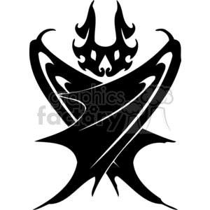 Black and white scary bat with folded wings clipart. Commercial use image # 373003