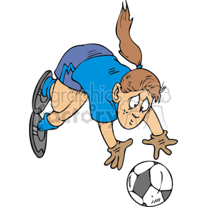 Girl soccer goalkeeper diving for the ball. clipart. Commercial use image # 169799