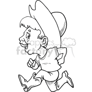 A black and white boy in a cowboy hat with boots running clipart. Commercial use image # 373468
