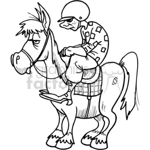 clipart - Jockey on a horse.