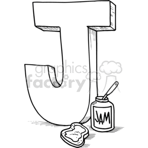 Royalty Free White Letter J With A Jam And Toast Clipart Images And