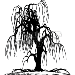 Silhouette of a weeping willow tree animation. Royalty-free animation # 373766