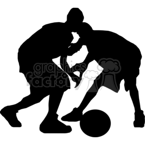silhouette of two boys playing basketball clipart. Commercial use image # 373791