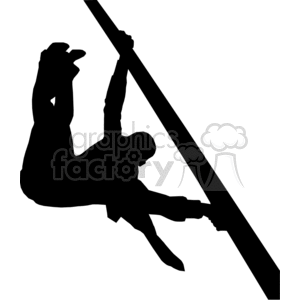 Silhouette of a person swinging on a pole clipart. Commercial use image # 373821