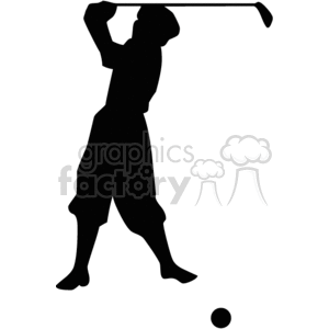 Silhouette of a golfer clipart. Commercial use image # 373921