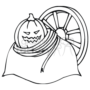 Pumpkin sitting on a bag clipart. Royalty-free image # 144806