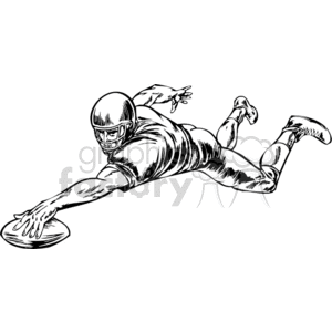 clipart - Football player diving for a first down.