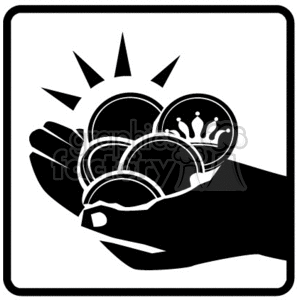 A Hand Holding Royal Coins clipart.
