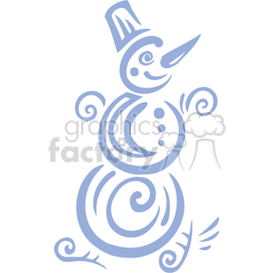 Stylized Snowman Leaning with a Top Hat and a Carrot Nose clipart. Royalty-free image # 374984