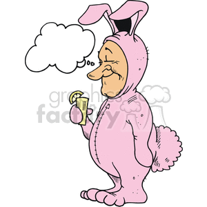 Man wearing a big pink bunny suit clipart.