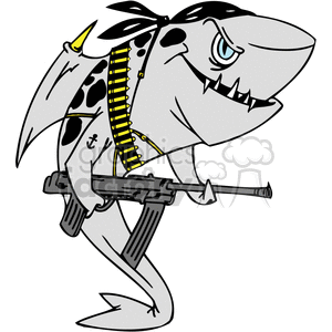 Rambo Shark cartoon character clipart.