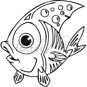 funny cartoon fish black+white