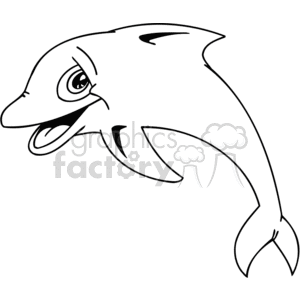smiling dolphin in on white background clipart.
