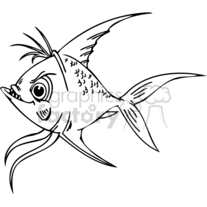 a mean looking angel fish in black and white clipart. Royalty-free image # 377387