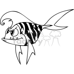 a mean fish with an elvis hairdo clipart. Commercial use image # 377397